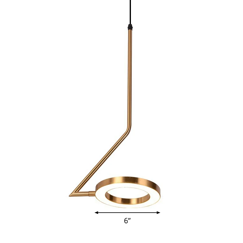 Draaibare gouden lushanger, eenvoudige, stijlvolle ijzeren LED-hanglampset met zigzagvormige arm Clearhalo