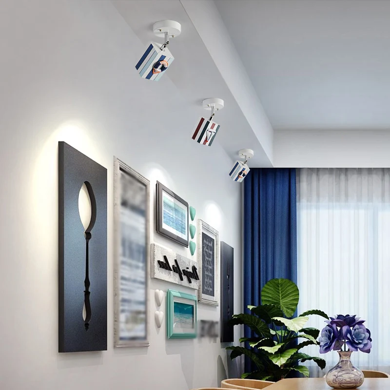 Draaibare kubusvormige inbouw kinderhars 1/2/4-kops witte semi-inbouw plafondlamp met nautisch element, 5w/10w Clearhalo