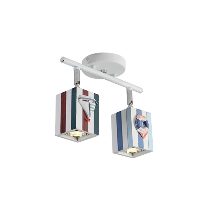 Draaibare kubusvormige inbouw kinderhars 1/2/4-kops witte semi-inbouw plafondlamp met nautisch element, 5w/10w Clearhalo