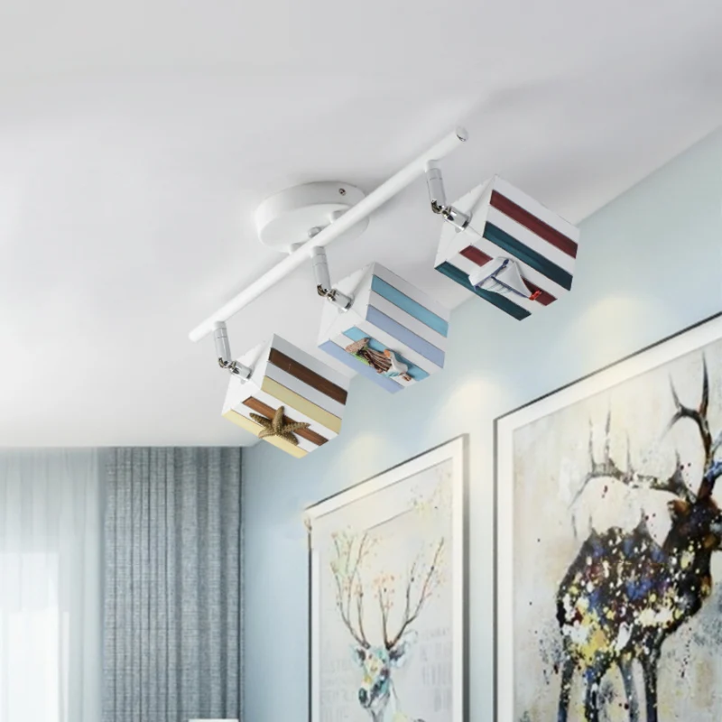 Draaibare kubusvormige inbouw kinderhars 1/2/4-kops witte semi-inbouw plafondlamp met nautisch element, 5w/10w Clearhalo