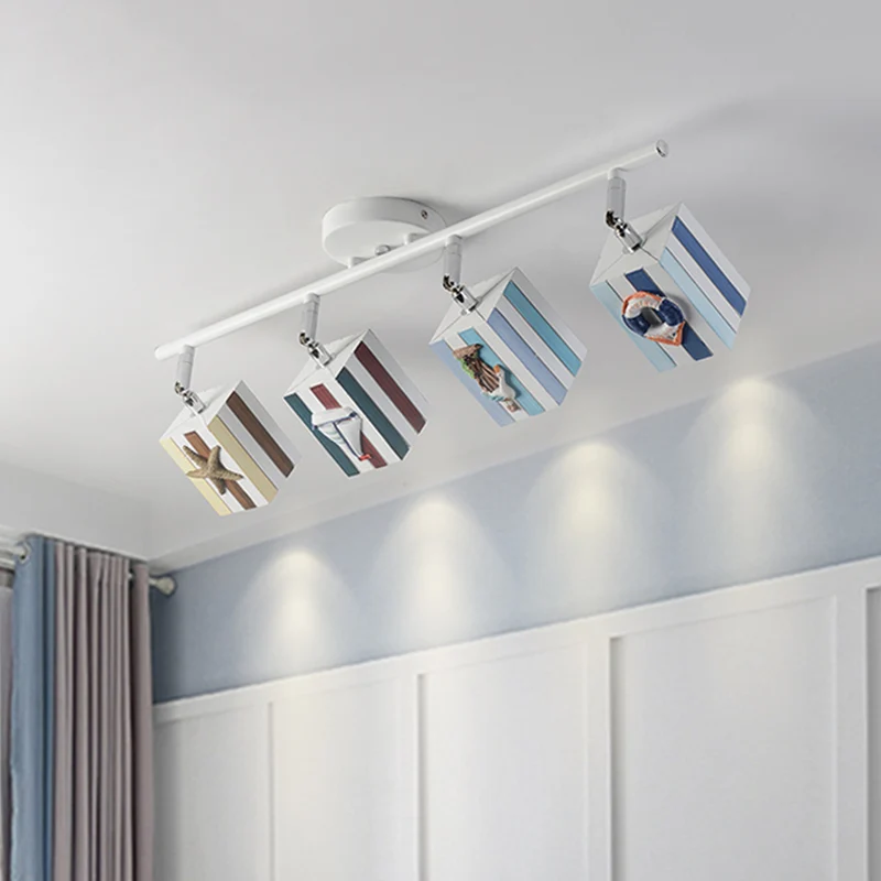 Draaibare kubusvormige inbouw kinderhars 1/2/4-kops witte semi-inbouw plafondlamp met nautisch element, 5w/10w Clearhalo