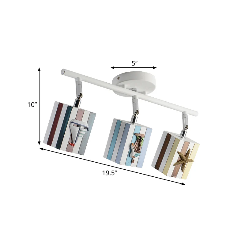 Draaibare kubusvormige inbouw kinderhars 1/2/4-kops witte semi-inbouw plafondlamp met nautisch element, 5w/10w Clearhalo