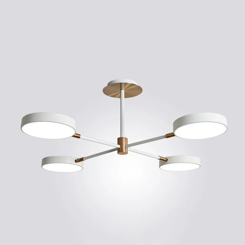 Draaibare metalen tak-hanglamp Simplicity LED-kroonluchter met ronde acrylkap Clearhalo