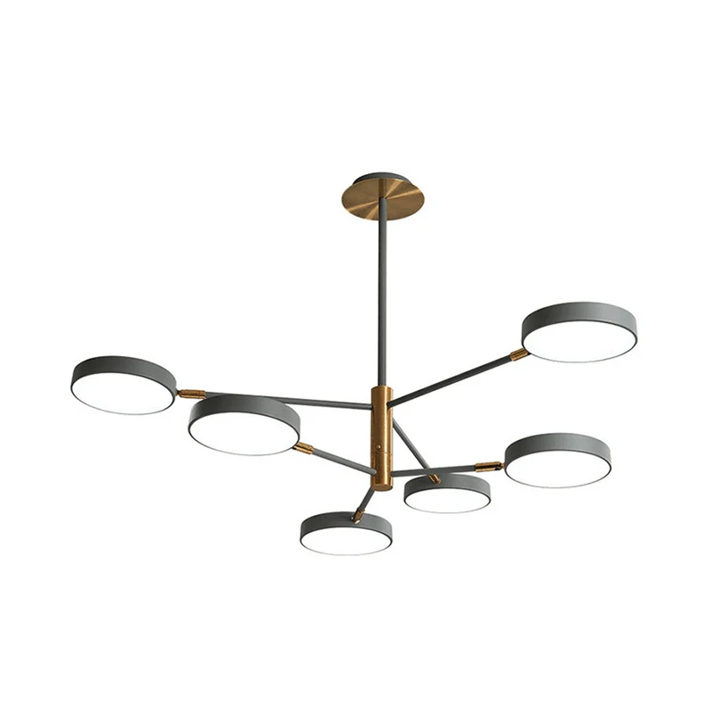 Draaibare metalen tak-hanglamp Simplicity LED-kroonluchter met ronde acrylkap Clearhalo