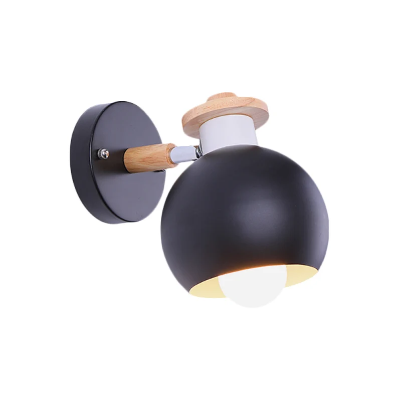 Draaibare monochrome bol-wandkandelaar 1 lamp metalen wandlamp Scandinavische stijl voor studeerkamer Clearhalo