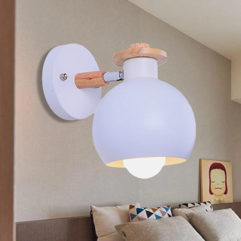Draaibare monochrome bol-wandkandelaar 1 lamp metalen wandlamp Scandinavische stijl voor studeerkamer Clearhalo