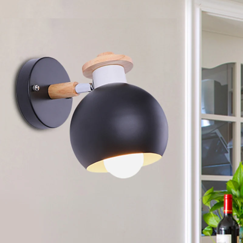 Draaibare monochrome bol-wandkandelaar 1 lamp metalen wandlamp Scandinavische stijl voor studeerkamer Clearhalo