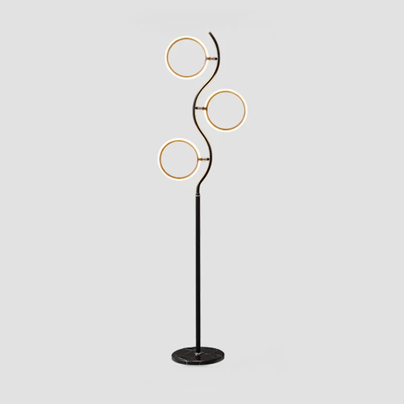 Draaibare ringvormige vloerlamp Artistieke metalen 3-koppige slaapkamer LED-staande lamp Clearhalo
