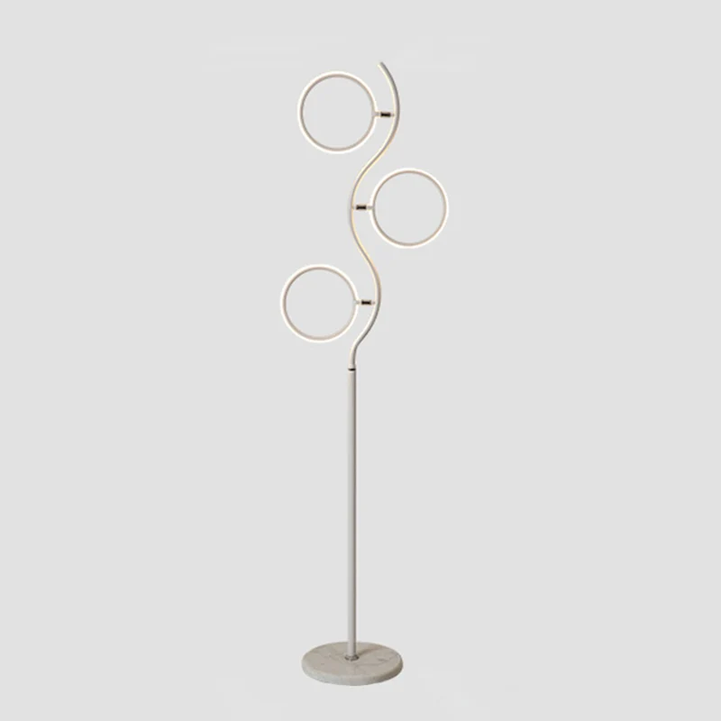 Draaibare ringvormige vloerlamp Artistieke metalen 3-koppige slaapkamer LED-staande lamp Clearhalo