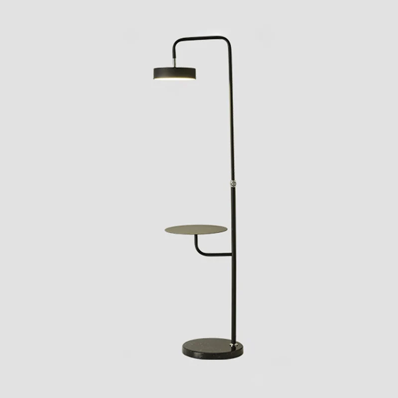 Draaibare ronde LED-vloerlamp Moderne metalen woonkamer sta-lamp met tafel Clearhalo
