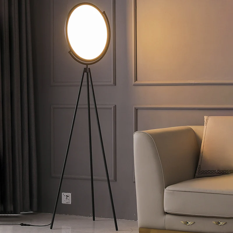 Draaibare schijfvloerlamp Minimalistisch acryl LED-statief staand licht voor woonkamer Clearhalo