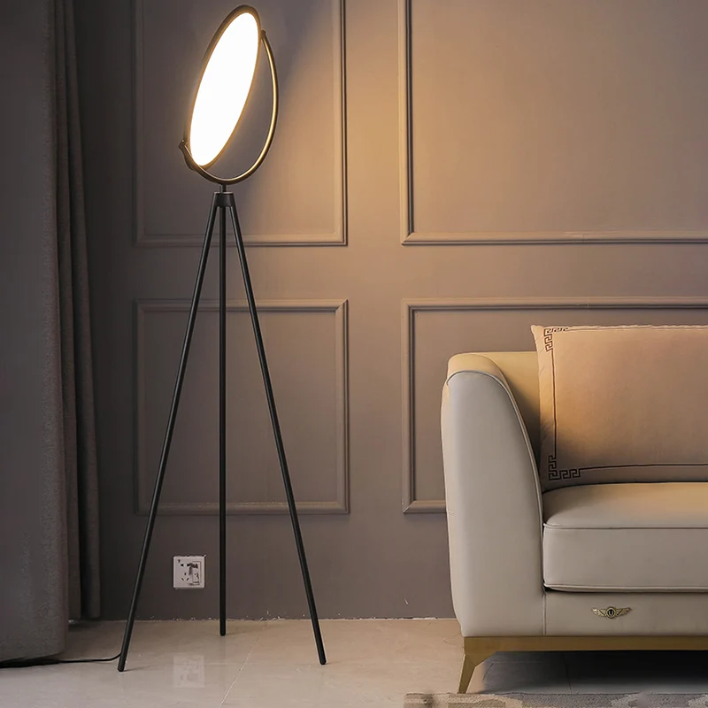 Draaibare schijfvloerlamp Minimalistisch acryl LED-statief staand licht voor woonkamer Clearhalo