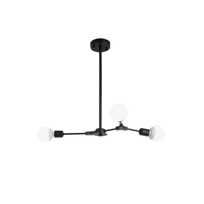 Draaibare takkroonluchter Scandinavische stijl metaal 3/6 lichts zwart/goud hangende hanglamp Clearhalo