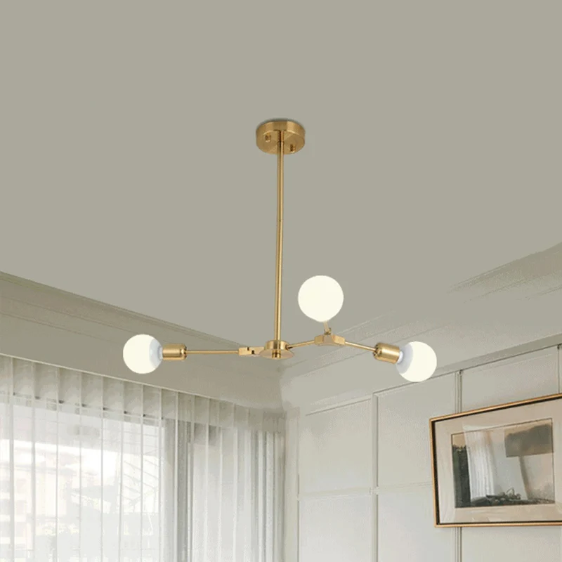 Draaibare takkroonluchter Scandinavische stijl metaal 3/6 lichts zwart/goud hangende hanglamp Clearhalo
