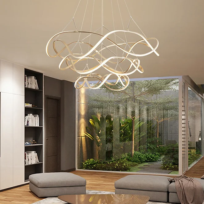 Draaiende acrylplafondlamp Moderne LED 1/2/3-lichts Chroom/gouden kroonluchterhanger warm/wit/natuurlijk licht Clearhalo