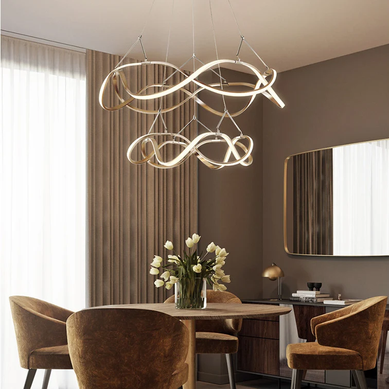 Draaiende acrylplafondlamp Moderne LED 1/2/3-lichts Chroom/gouden kroonluchterhanger warm/wit/natuurlijk licht Clearhalo