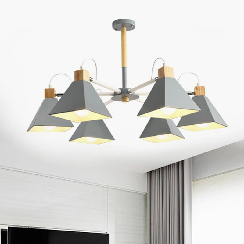 Driehoek Slaapkamer Hangende Hanglamp Metaal 6 Lichten Moderne Hangende Kroonluchter Clearhalo