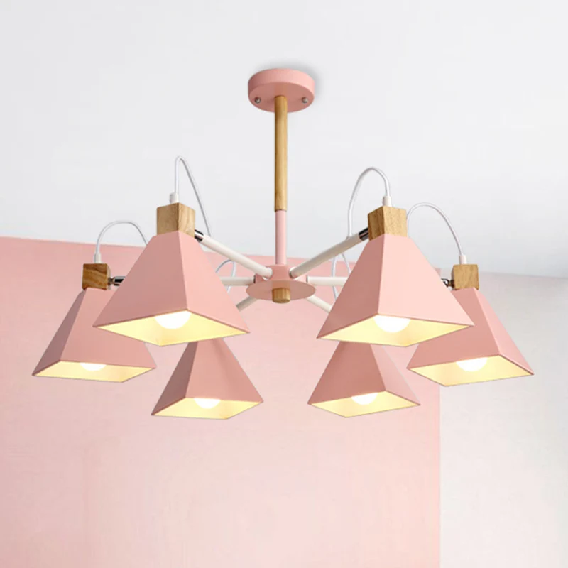 Driehoek Slaapkamer Hangende Hanglamp Metaal 6 Lichten Moderne Hangende Kroonluchter Clearhalo