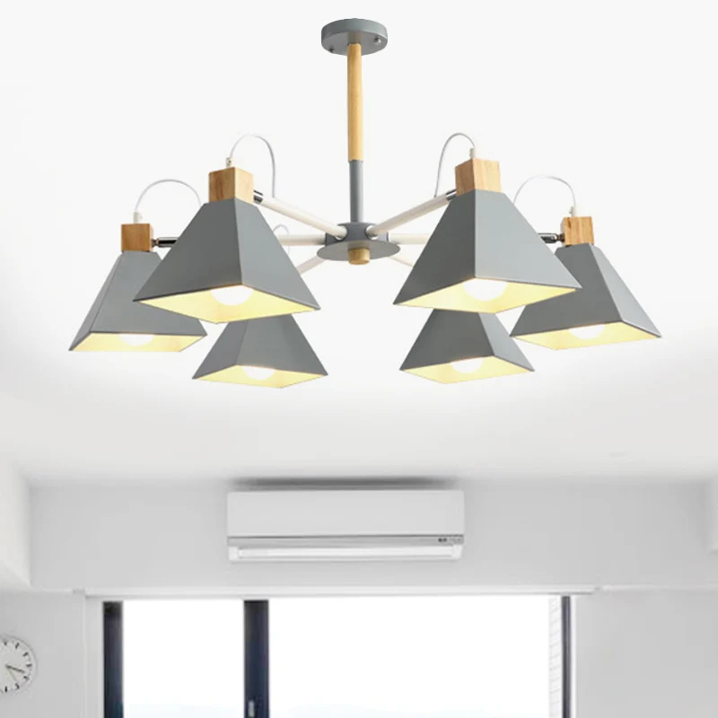 Driehoek Slaapkamer Hangende Hanglamp Metaal 6 Lichten Moderne Hangende Kroonluchter Clearhalo