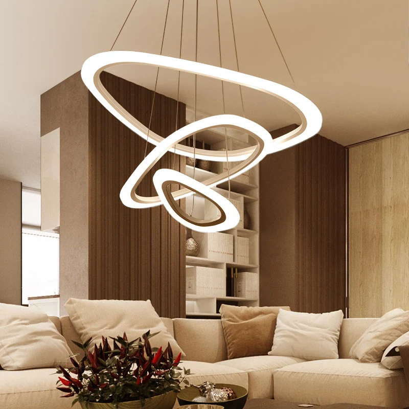 Driehoekige loungekroonluchter met 2/3 niveaus, acrylminimalisme, hangende LED-hanglamp warm/wit licht Clearhalo