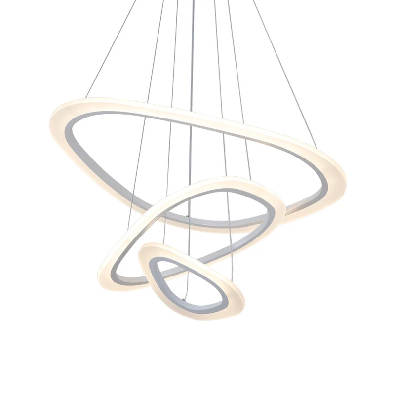 Driehoekige loungekroonluchter met 2/3 niveaus, acrylminimalisme, hangende LED-hanglamp warm/wit licht Clearhalo