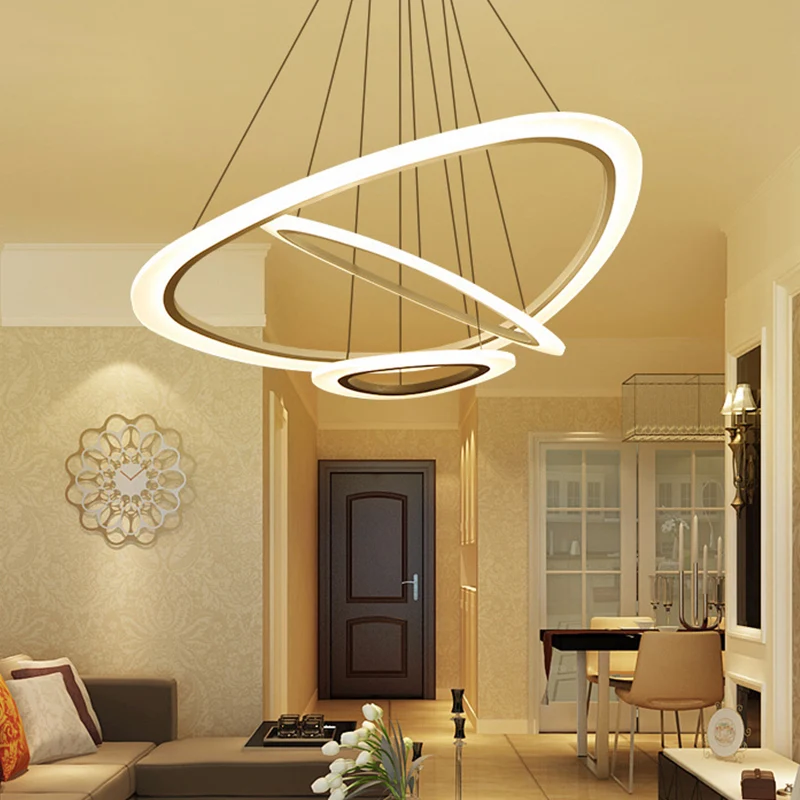 Driehoekige loungekroonluchter met 2/3 niveaus, acrylminimalisme, hangende LED-hanglamp warm/wit licht Clearhalo