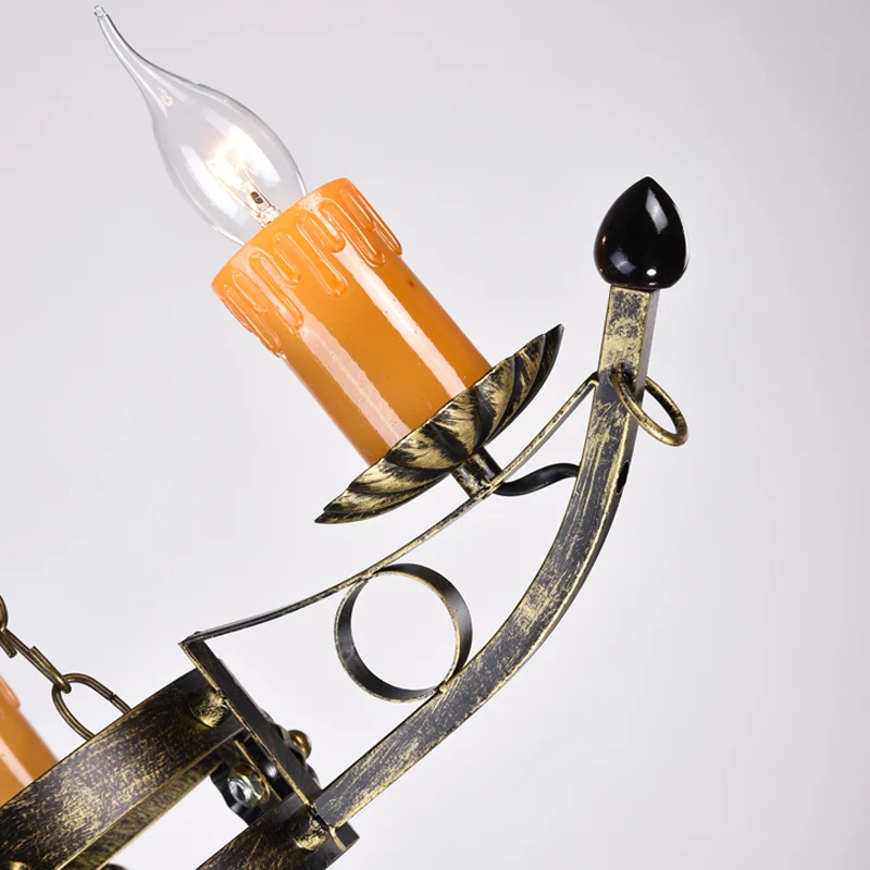 Driekoppige antieke kroonluchters Metalen kaars plafond hanglamp messing voor koffieshop Clearhalo
