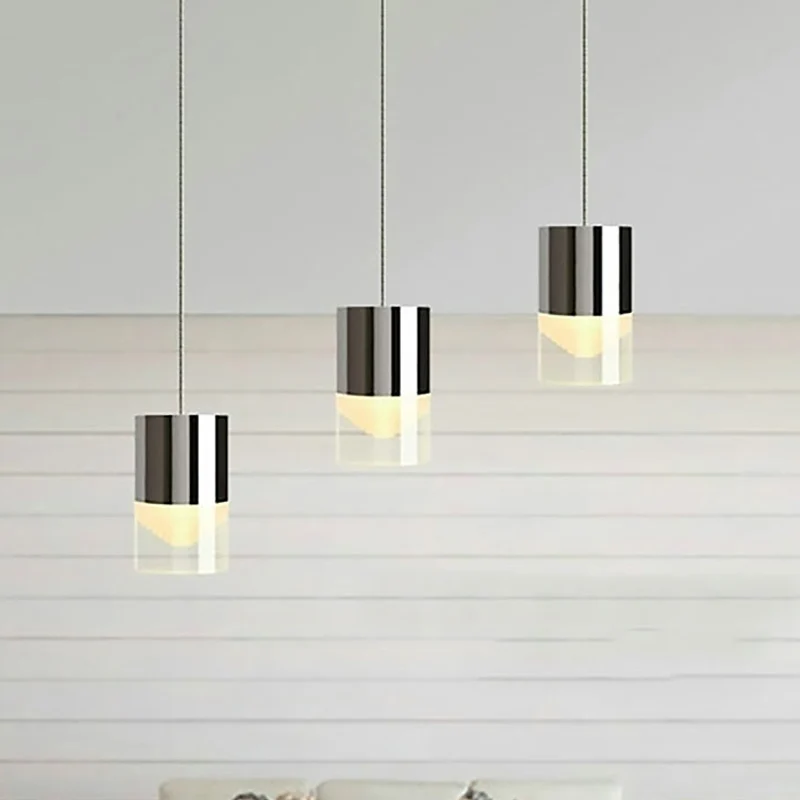 Drievoudige cilindervormige hanglamp Moderne eenvoudige hanglamp van metaal en glas, chroom voor bar Clearhalo