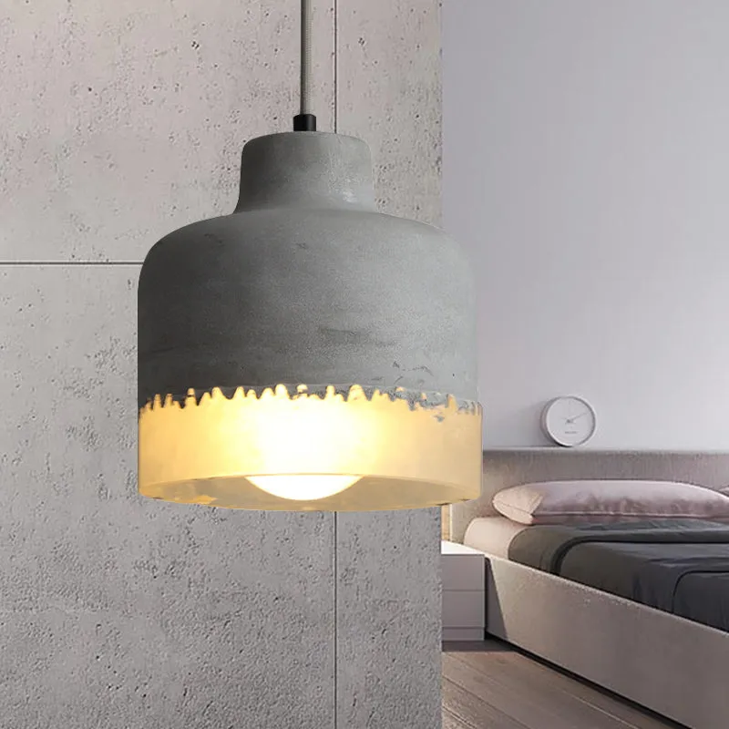 Drum balkon woonkamer hanglamp Cement 1 kops eenvoudige plafondlamp grijs Clearhalo