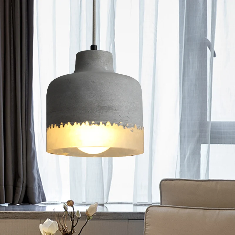 Drum balkon woonkamer hanglamp Cement 1 kops eenvoudige plafondlamp grijs Clearhalo