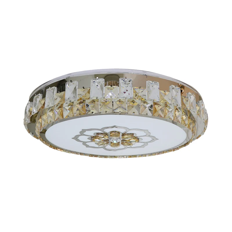 Drum Clear Cut Crystal Blocks Inbouw moderne slaapkamer LED-plafondlamp roestvrij staal met bloesempatroon Clearhalo