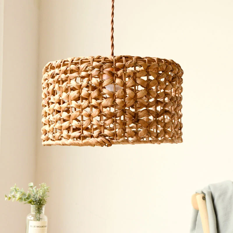 Drum Cottage Hotel hanglamp rotan 1-lichts Aziatische stijlvolle hanglamp beige Clearhalo
