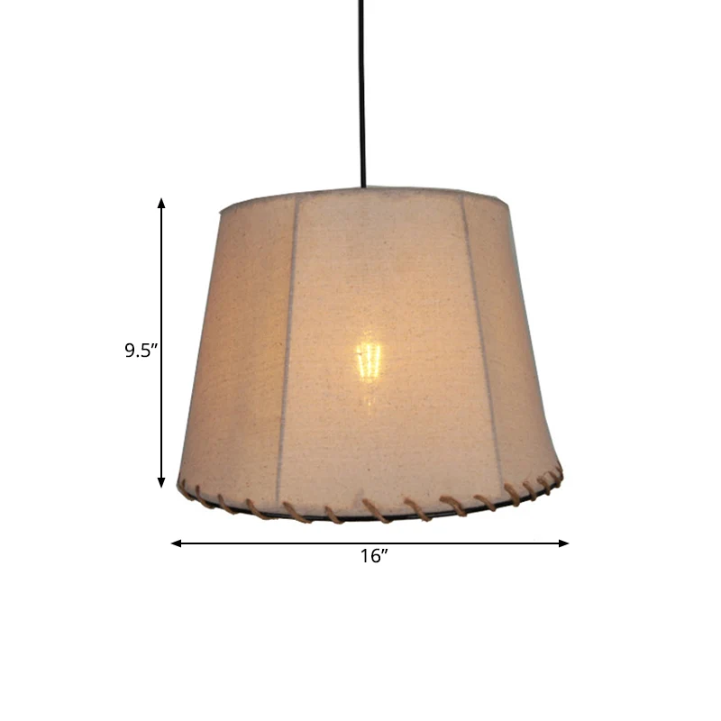 Drum Eetkamer Hanglamp Vintage Stijl Stof 1 Licht Witte Plafondhanger Clearhalo