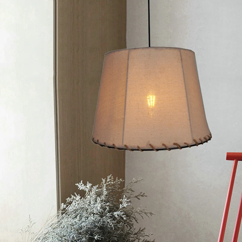 Drum Eetkamer Hanglamp Vintage Stijl Stof 1 Licht Witte Plafondhanger Clearhalo