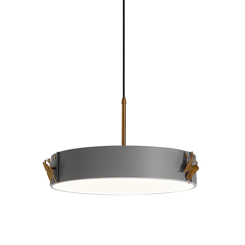 Drum hanglamp Minimalistisch acryl LED grijze afwerking hanglamp met vlinderontwerp Clearhalo