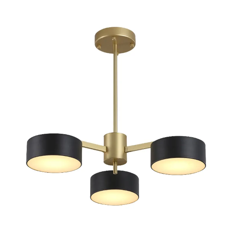 Drum hanglamp post modern metaal 3/5/6/10 lichten zwart/gouden kroonluchter licht voor woonkamer Clearhalo
