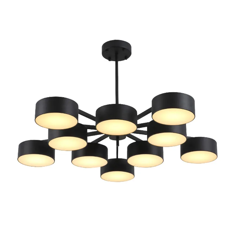 Drum hanglamp post modern metaal 3/5/6/10 lichten zwart/gouden kroonluchter licht voor woonkamer Clearhalo