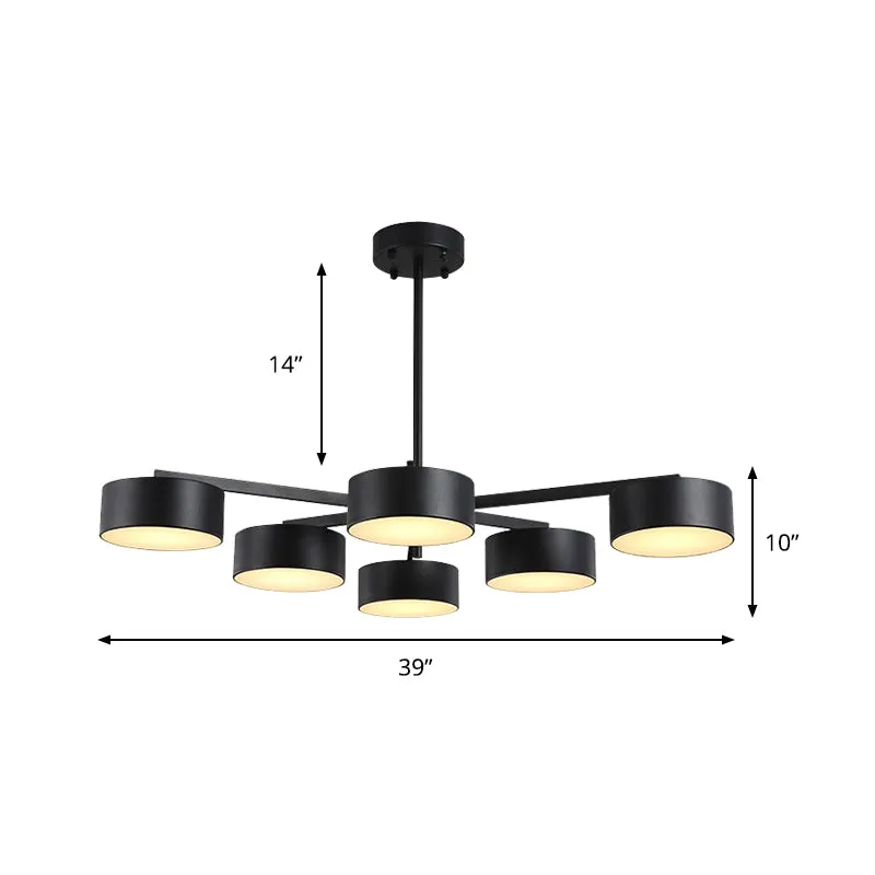 Drum hanglamp post modern metaal 3/5/6/10 lichten zwart/gouden kroonluchter licht voor woonkamer Clearhalo
