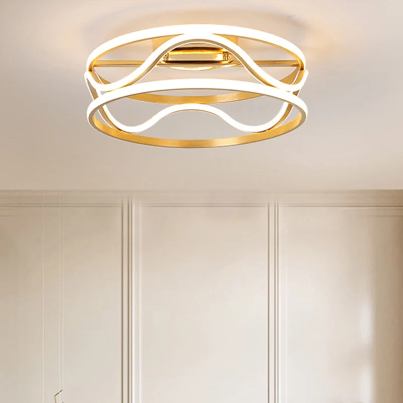 Drum Inbouw Plafondlamp Modernisme Metaal Goud LED Plafondgemonteerd Armatuur voor Slaapkamer Warm/Wit, 18"/23.5" W Clearhalo