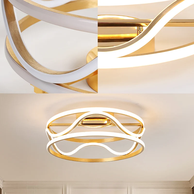 Drum Inbouw Plafondlamp Modernisme Metaal Goud LED Plafondgemonteerd Armatuur voor Slaapkamer Warm/Wit, 18"/23.5" W Clearhalo