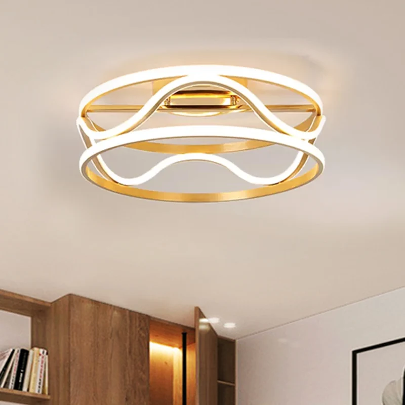 Drum Inbouw Plafondlamp Modernisme Metaal Goud LED Plafondgemonteerd Armatuur voor Slaapkamer Warm/Wit, 18"/23.5" W Clearhalo
