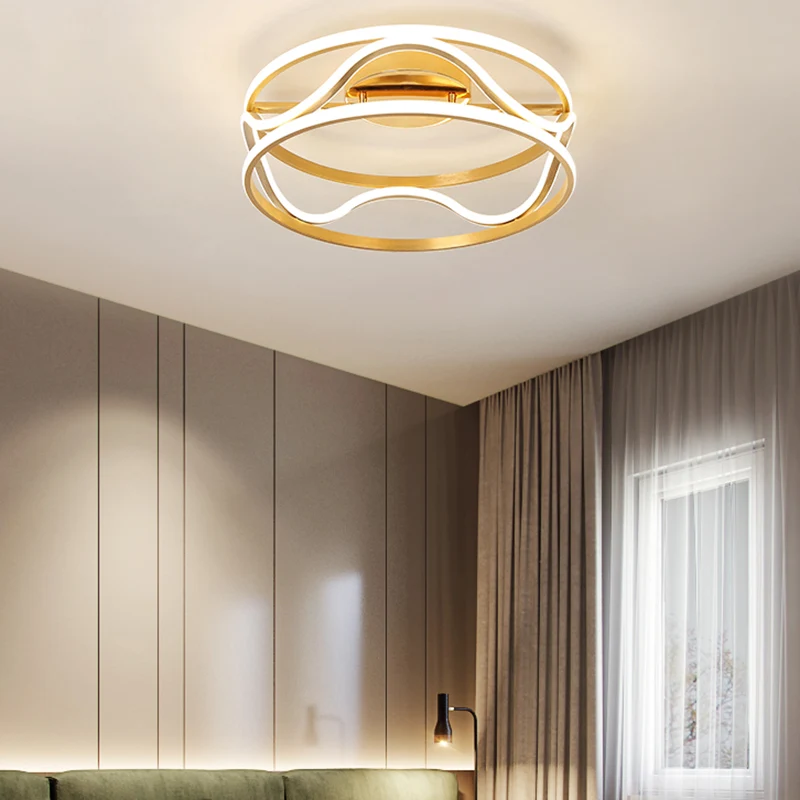 Drum Inbouw Plafondlamp Modernisme Metaal Goud LED Plafondgemonteerd Armatuur voor Slaapkamer Warm/Wit, 18"/23.5" W Clearhalo