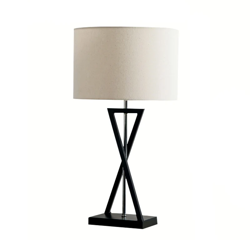 Drum nachtkastjelamp Simplicity Fabric 1-lichts nachtkastjelampje met zandlopervormige voet wit Clearhalo