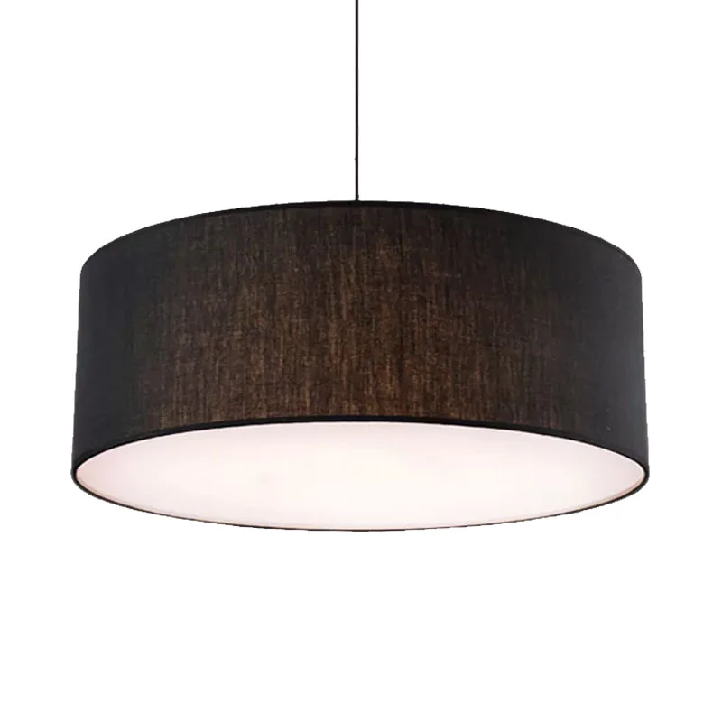 Drum Plafond Hanglamp Eenvoudig Stof 12"/16"/18" Dia 1 Licht Wit/Zwart/Beige Hanglampset Clearhalo