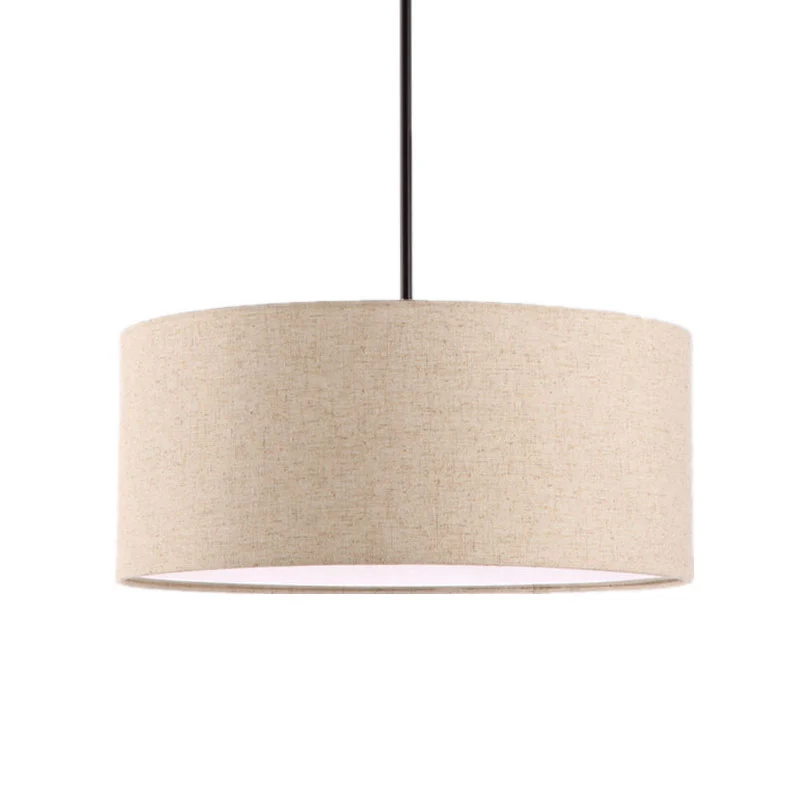 Drum Plafond Hanglamp Eenvoudig Stof 12"/16"/18" Dia 1 Licht Wit/Zwart/Beige Hanglampset Clearhalo
