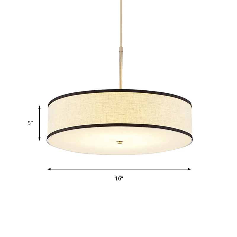 Drum Plafond Hanglamp Eenvoudig Stof 16"/19,5"/23,5" Dia 3 Lichten Beige Hanglampset Clearhalo