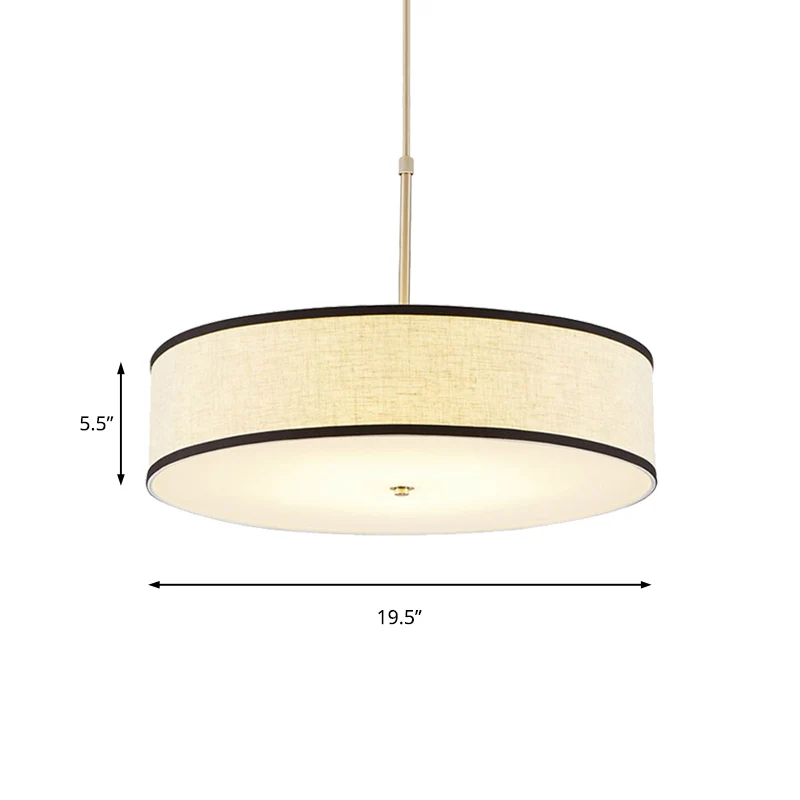 Drum Plafond Hanglamp Eenvoudig Stof 16"/19,5"/23,5" Dia 3 Lichten Beige Hanglampset Clearhalo