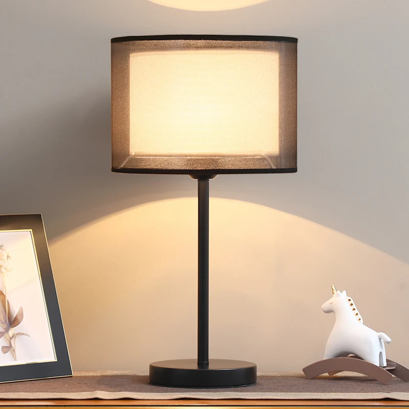 Drum Schaduw Tafelverlichting Minimalistische Stof Enkele Lamp Woonkamer Nachtkastje Licht Clearhalo