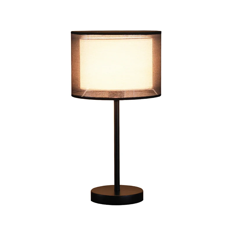 Drum Schaduw Tafelverlichting Minimalistische Stof Enkele Lamp Woonkamer Nachtkastje Licht Clearhalo