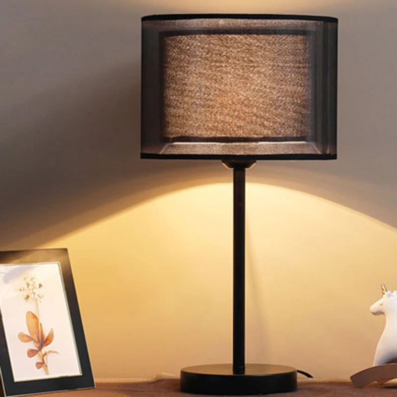 Drum Schaduw Tafelverlichting Minimalistische Stof Enkele Lamp Woonkamer Nachtkastje Licht Clearhalo
